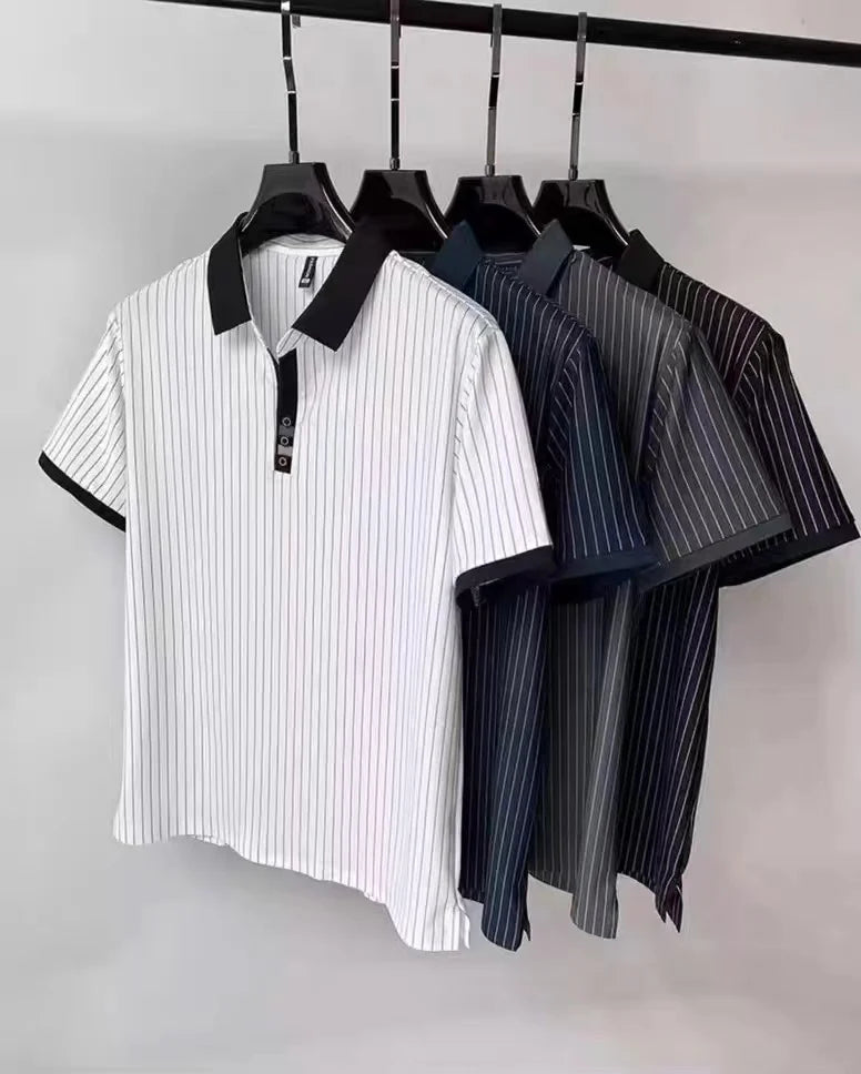 Camisa pólo masculina  com design listrado